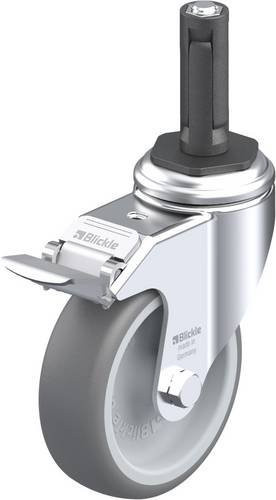 Blickle Lenkrolle LKRA-TPA 101G-11-FI-ER12 mit Feststeller, Farbe: Silber/Grau, Rad-Durchmesser: 100 mm, Tragfähigkeit: 110 kg - Bild 1