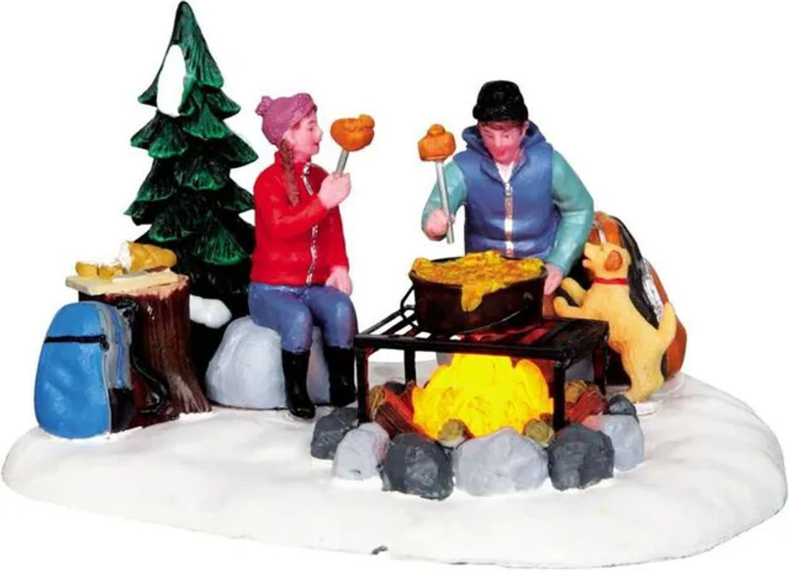 Lemax Fondue-Szene auf dem Campingplatz Weihnachtslandschaft aus Kunstharz, mehrfarbig - Bild 1
