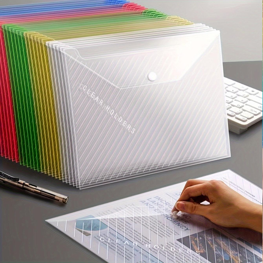 Transparente A4 Aktenmappe mit Druckknopfverschluss aus PP, Weiß, großes Fassungsvermögen für Dokumente und Prüfungsunterlagen - Bild 3