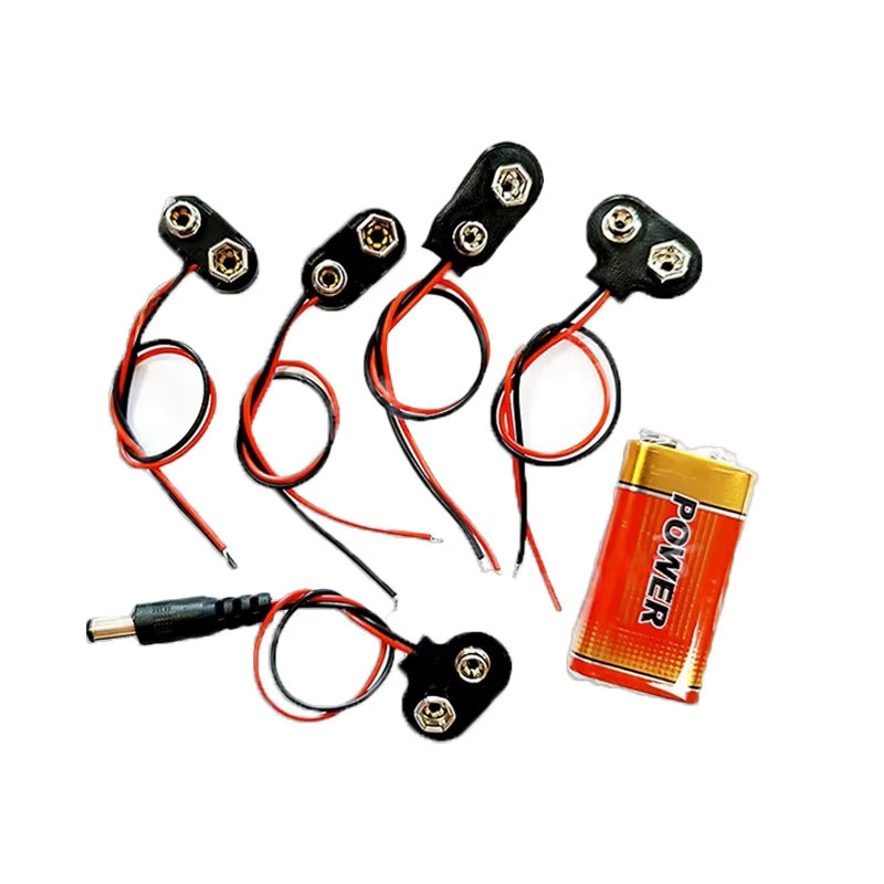 PENGHEKEJI 9V-Batterie-Knopfzellen-Anschluss mit Kabel und Gleichstromstecker in Schwarz - Bild 4