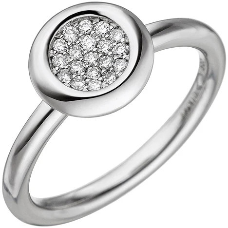 Colfem Ring 585 Weißgold, 19 Diamanten, Damen, Ringgröße 60 - Bild 1