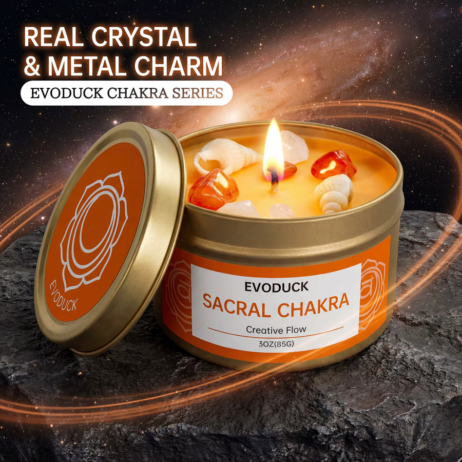 Weet Orange Sakral-Chakra-Kerze mit fruchtigem Duft für Yoga und Meditation - Bild 3