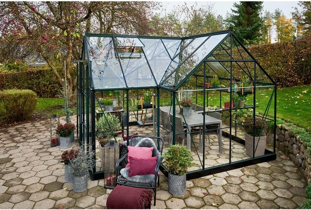 Halls Gewächshaus Garden Room Grün mit 3 mm Sicherheitsglas B/T: 389 x 391 cm - Bild 1