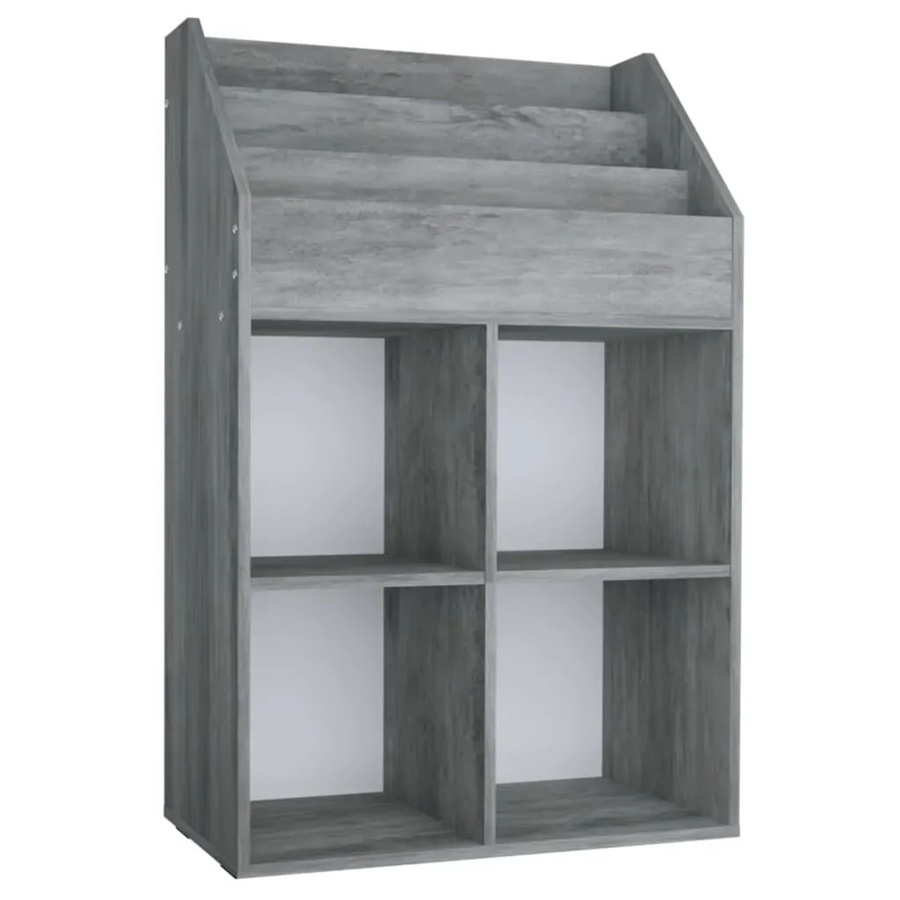 vidaXL Kinder-Bücherregal in Betongrau aus Spanplatte und Melamin, B/T/H: 71 x 30 x 114 cm - Bild 2
