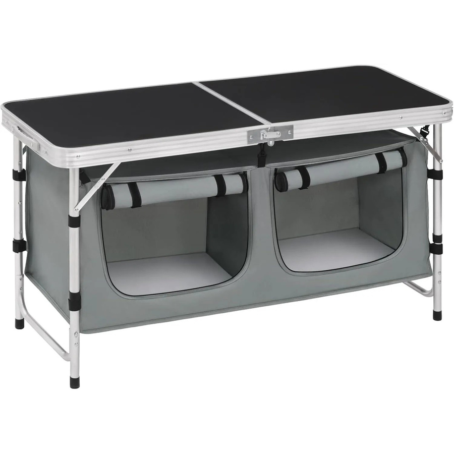 WOLTU Campingtisch mit Stauraum höhenverstellbar in Schwarz-Grau B/T/H: 69,5 x 47,0 x 30,0 cm - Bild 2
