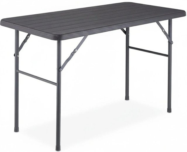 Relaxdays Gartentisch klappbar in Grau mit Holzmuster aus PE und Stahl, B/T/H: 118 x 60 x 74 cm - Bild 1