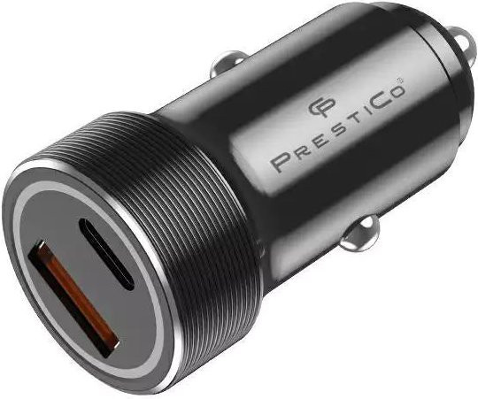 Prestico K2A Auto-Ladegerät mit 20W und 3A, 1 x USB-A und 1 x USB-C, Schwarz - Bild 1
