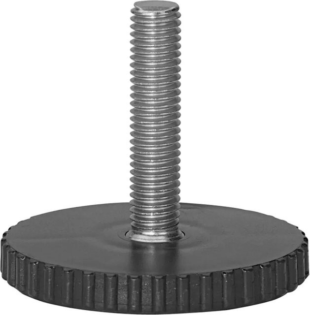 Hettich Verstellschraube Gewinde M10 x 50 mm, Durchmesser: 60 mm, Stahl und Kunststoff, Schwarz/Silber - Bild 1