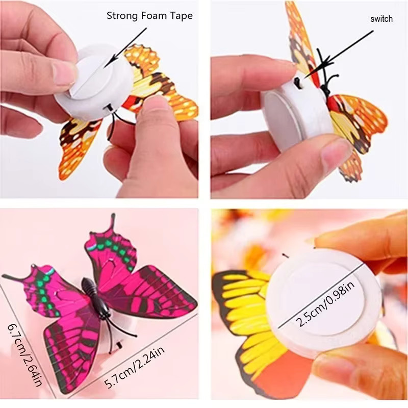 Buntes Schmetterling LED Nachtlicht mit Magnet für Kühlschrank und Wohnkultur, 2 Stück - Bild 6