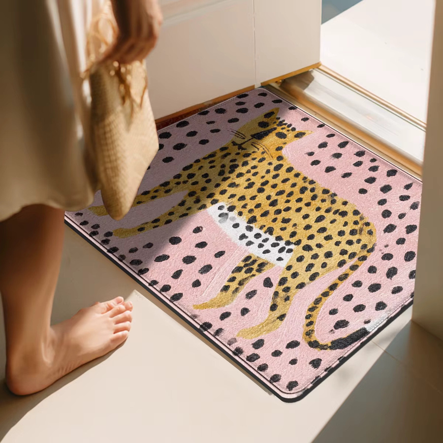 VIKAMA Bodenmatte mit Leopardenmuster in Pink für Küche, Wohnzimmer oder Schlafzimmer - Bild 3