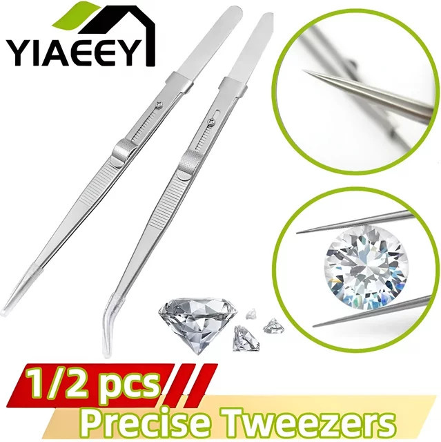 YIAEEY Schmuckpinzette aus Edelstahl in Silber für DIY Diamant-Edelstein-Schmuckherstellung und Elektronikreparatur - Bild 1