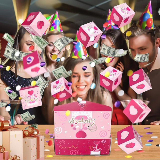 12 Stück Kreative Bounce Explosion Boxen als Überraschungsgeschenk in Rot aus Papier für Geburtstage - Bild 1