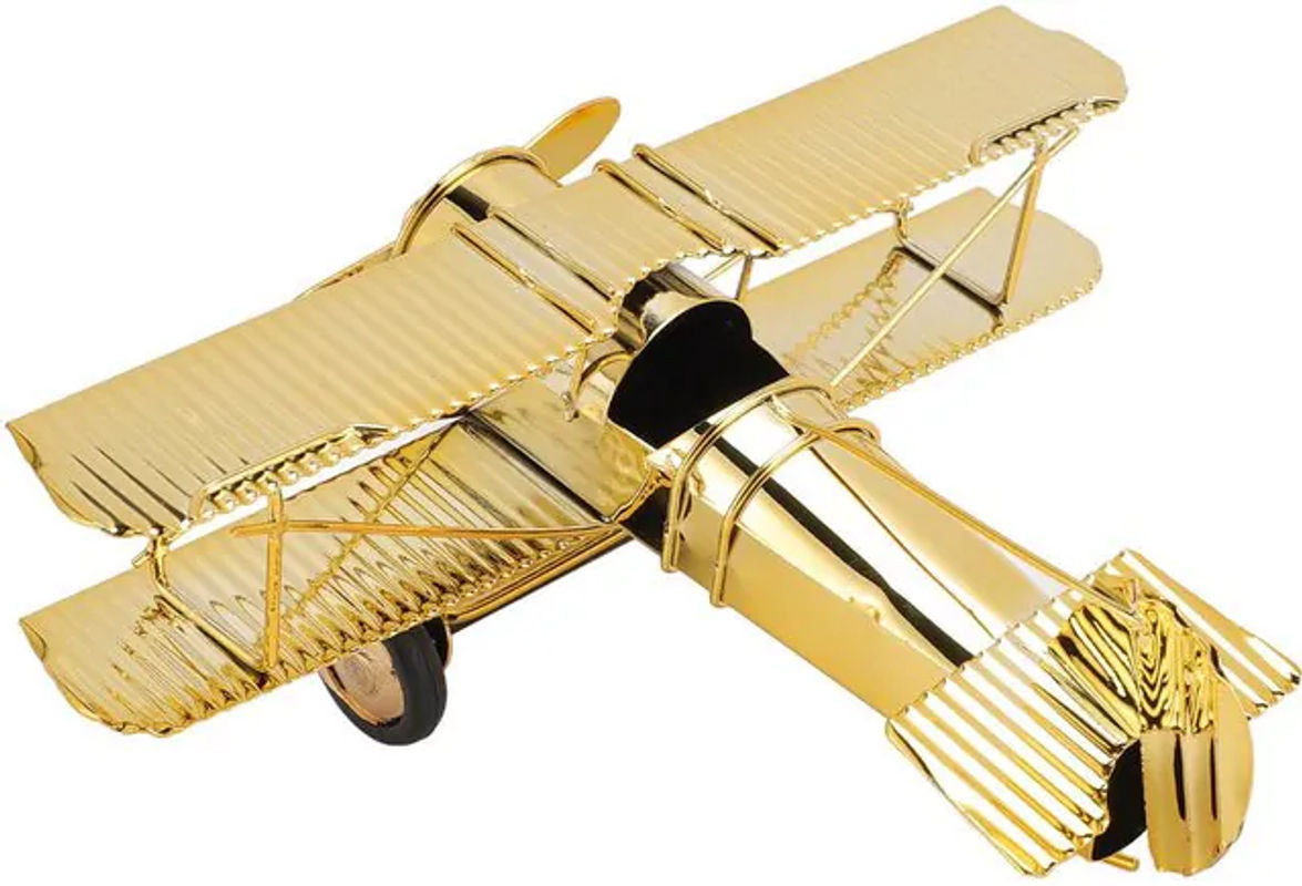 OutsideWorld Vintage Flugzeug Dekoration aus Metall in Gold - Bild 1