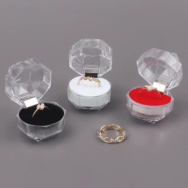 Transparente Acryl Kristall Ring Boxen als Schmuck Display und Organizer für Hochzeiten - Bild 1