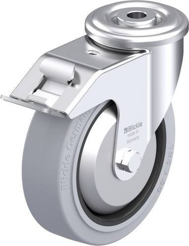 Blickle Stahlblech-Lenkrolle LER-POEV 125XKA-FI-SG-FA in Silber, Rad-Durchmesser: 125 mm, Tragfähigkeit: 150 kg - Bild 1