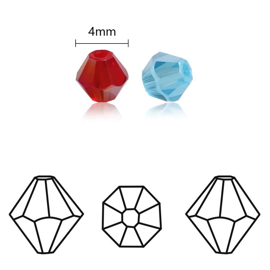 ZHUBI Glas Perlen, Doppelkegel Kristall, Bunt, 2/3/4 mm - Bild 2