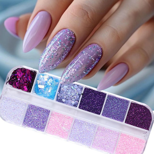 SWEET TREND Nagelglitzer, holografisch, rosa, lila, Sechseck-Design - Bild 1