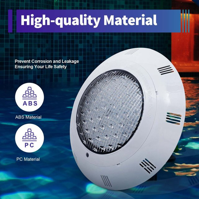 Bymaocar RGB-LED-Poolleuchte mit Fernbedienung, IP68 wasserdicht, 45 W, 2500 lm, Multicolour, Weiß - Bild 1