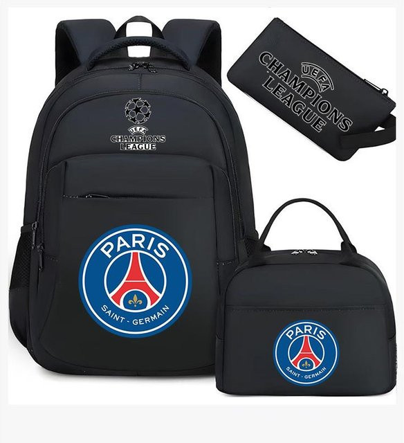 3-teiliges Schulrucksack-Set in Schwarz aus Oxford-Stoff mit Schultasche und Federmäppchen - Bild 1