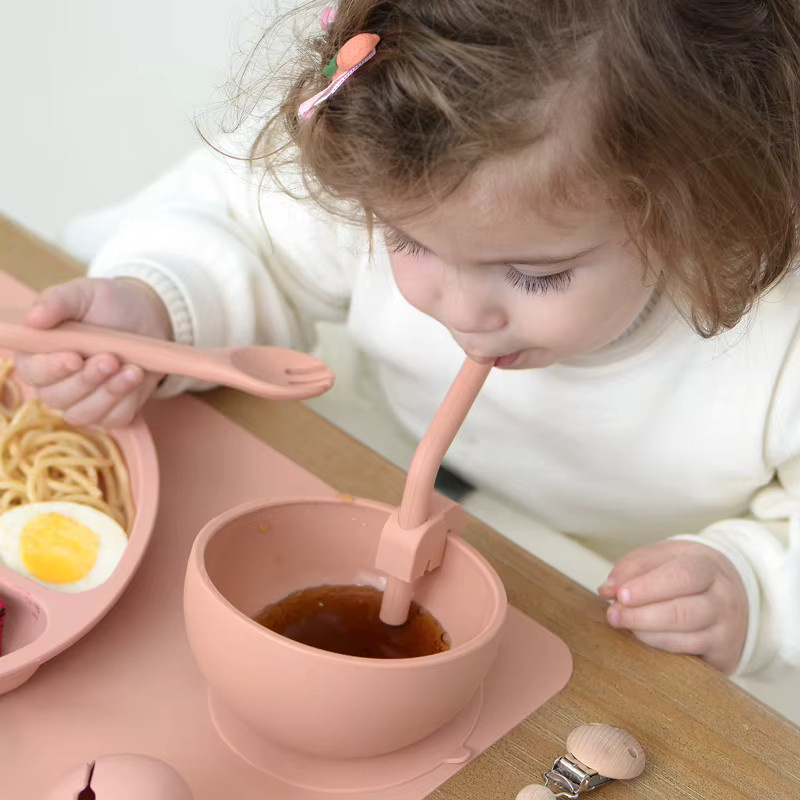 Wiederverwendbarer Silikon Trinkhalm für Babys und Kleinkinder, Mehrfarbig - Bild 2
