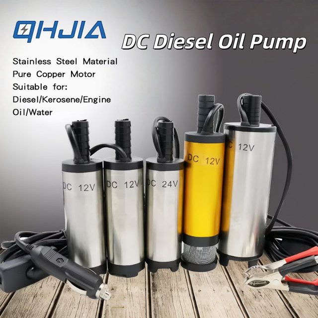 QHJIA Tragbare DC Elektrische Tauchpumpe für Diesel, Öl, Wasser und Kerosin, 12V/24V, 20L/min, Silber - Bild 1
