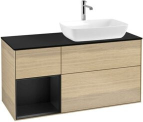 V&B Waschtischunterschrank Finion in Blau mit Eichenregal, Breite: 120 cm, Tiefe: 50,1 cm, Höhe: 50,1 cm - Bild 1
