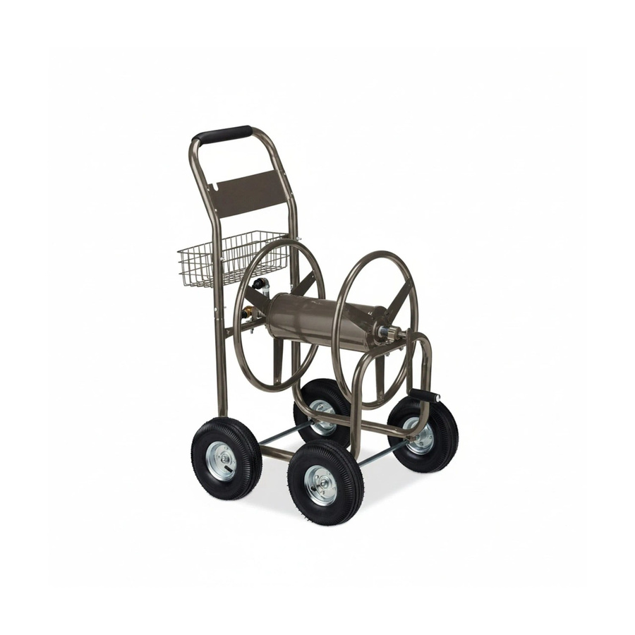 Relaxdays Schlauchwagen aus Metall in Braun mit 4 Lufträdern und Kurbel, B/T/H: 113 x 62 x 90 cm - Bild 2