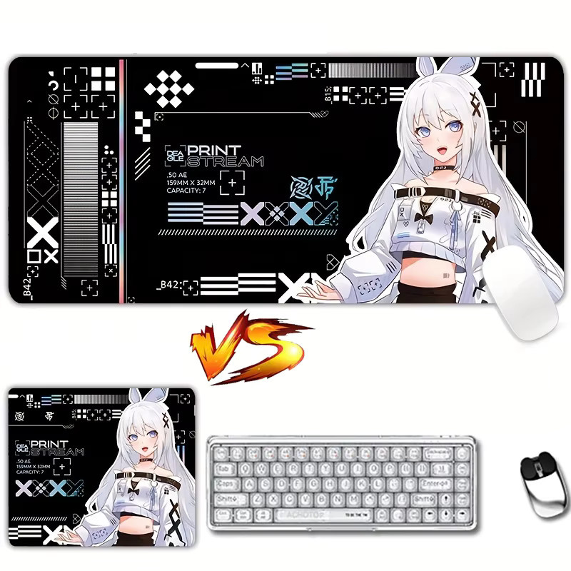 Potdemiel XXL Gaming-Mauspad Schreibtischunterlage Schwarz-Weiß B/T: 90 x 45 cm - Bild 3