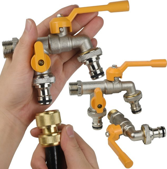 KESLA Garten-Wasserhahn aus Messing mit Quick-Coupling und Ventilschalter als Wasserverteiler und Bewässerungshahn Ersatz - Bild 1