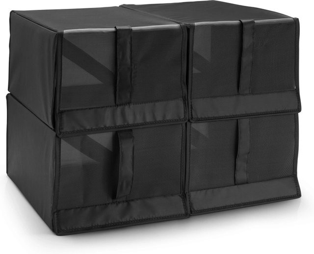 Mömax Schuhbox Unit in Grau und Schwarz, faltbare Stoffbox mit Deckel und Mesh-Einsatz, B/T/H: 33,0 x 21,5 x 15,7 cm - Bild 1