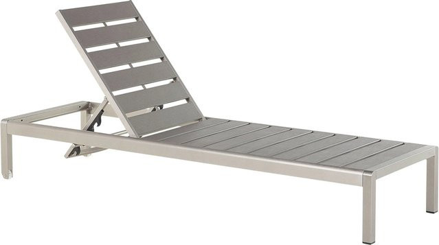 Beliani Gartenliege aus pulverbeschichtetem Aluminium in Grau und Silber mit verstellbarer Kopfstütze, B/T/H: 198 x 64 x 93 cm - Bild 1