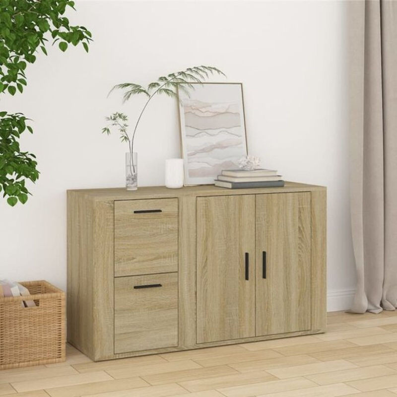 Vidaxl Sideboard Sonoma-Eiche in Braun aus Holzwerkstoff, B/T/H: 100 x 33 x 59,5 cm - Bild 1