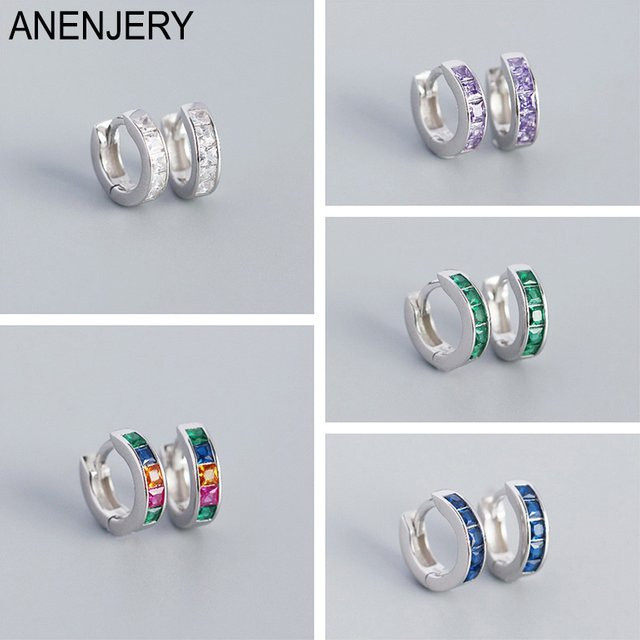 ANENJERY Creolen, Silber, Zirkonia, Damen - Bild 1