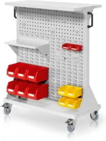 Kappes RasterMobil Gr. 3 Rollbarer Rollcontainer mit Schloss in RAL 7035 Grau, 2 Lochplatten und 4 Schlitzplatten, Höhe: 127 cm - Bild 1