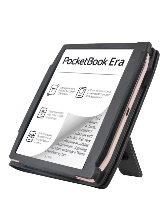 YOUQEEC Schutzhülle für Pocketbook Era PB700 7 Zoll E-Book Reader mit Schlafmodus, Handunterstützung und Ständer, stoßfest und sturzsicher, Schwarz - Bild 7
