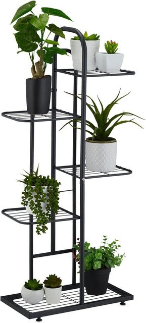 Relaxdays Pflanzenständer aus Stahl in Schwarz mit 5 Ablagen, H x B x T: 96 x 45 x 22 cm - Bild 1