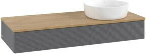 V&B Waschtischunterschrank Antao mit Frontstruktur und Beleuchtung, Eiche Honig, Anthrazit lackiert, B/T/H: 120 x 50 x 19 cm - Bild 1