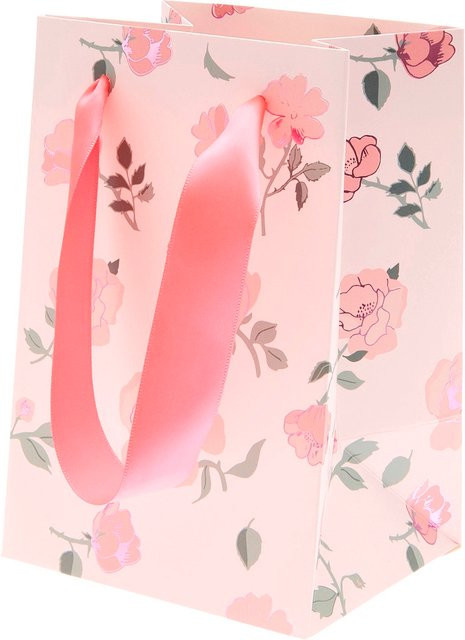 Rico Design Geschenktüte Rosen in Pink aus Papier, B: 10,0 cm, T: 10,0 cm, H: 18,0 cm - Bild 1