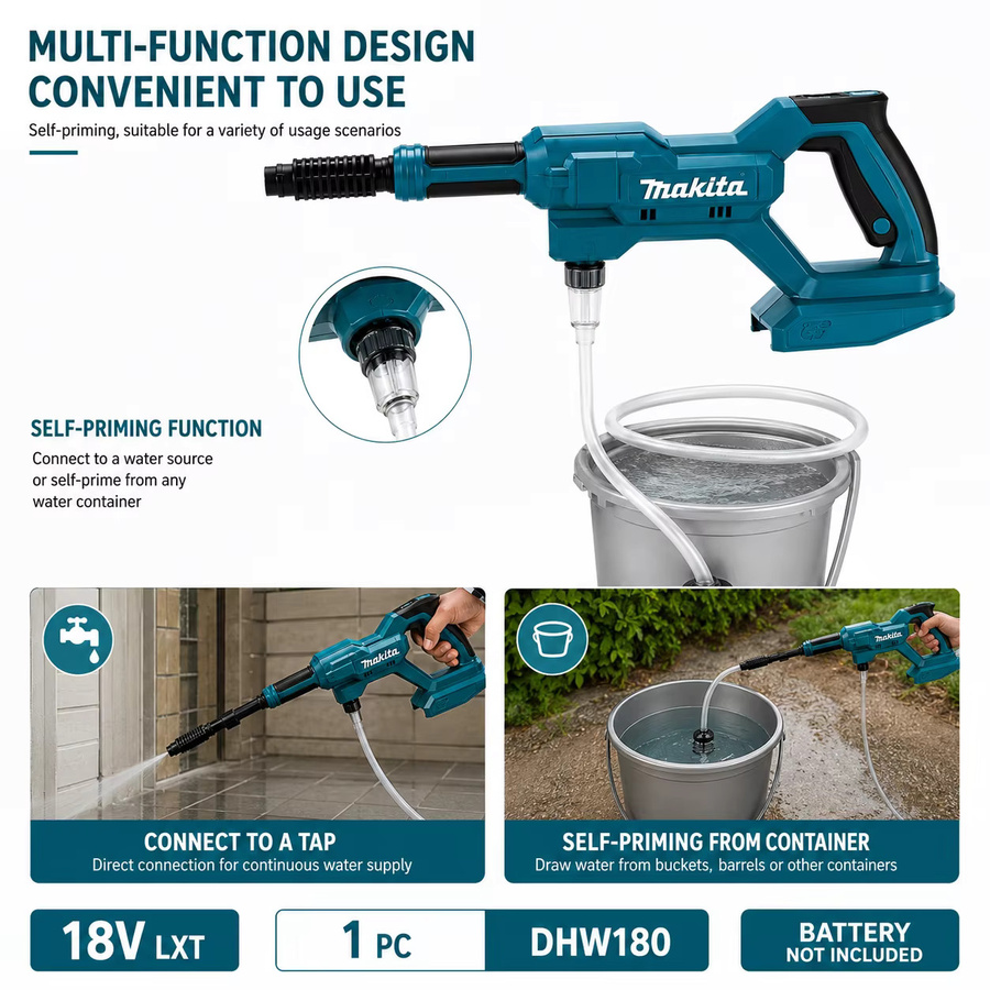 Makita DHW180 Akku-Hochdruckreiniger 18V kabelloses tragbares Reinigungsgerät in Petrol - Bild 6