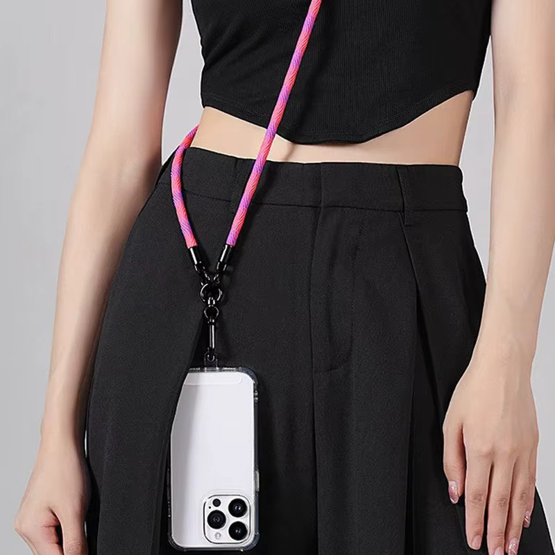 WSSHE Verstellbares Telefon-Lanyard in Schwarz, abnehmbares Halsband als universelles Umhängeband für Deine Handyhülle, Dicke: 8 mm - Bild 2