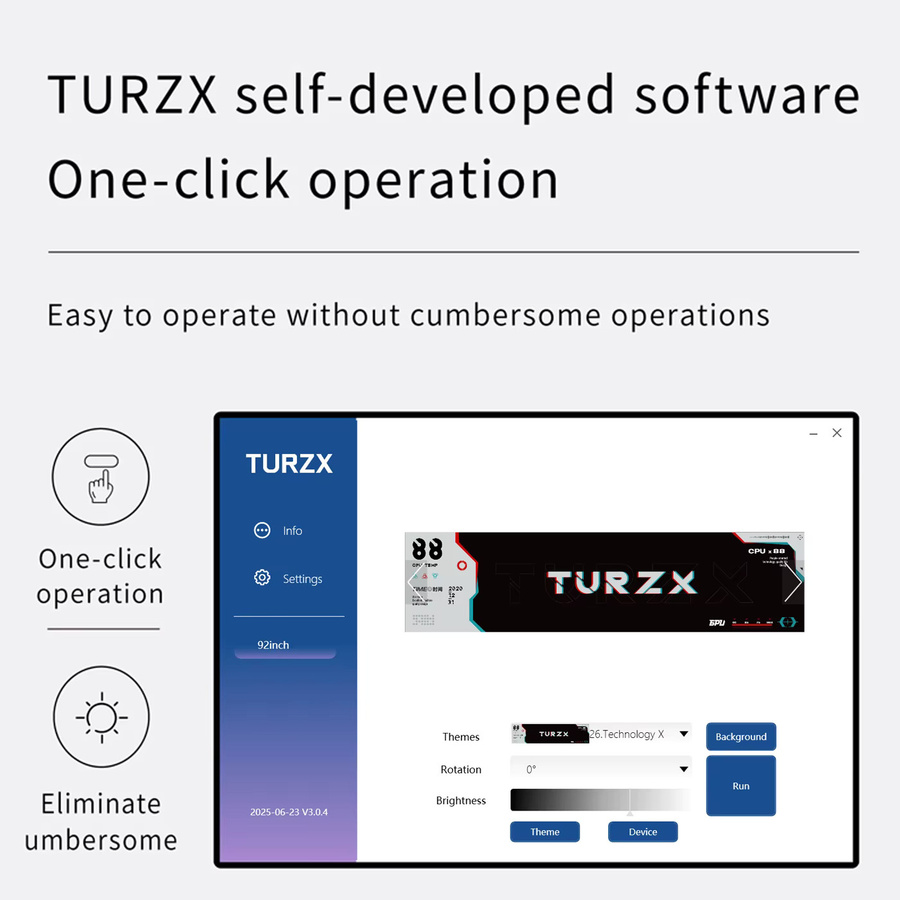 TURZX 9,2 Zoll IPS USB-Bildschirm mit 1920 x 462 LCD für PC Wettermonitor und Systemüberwachung in Schwarz - Bild 2
