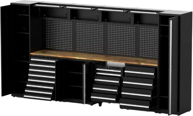 Galaflor Kombinierter Werkzeugschrank mit Werkzeugwand in Schwarz, H x B x T: 202,5 x 400 x 55 cm - Bild 1