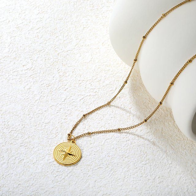 LUXUSTEEL Halskette Sonnenstrahlen-Sternanhänger, Edelstahl, Gold, Kinder - Bild 1