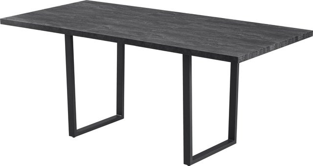 Mömax Ausziehtisch Nils 2 in Dunkelgrau, moderner Esstisch aus MDF und Metall, B/T/H: 140-180 x 85 x 76 cm - Bild 1