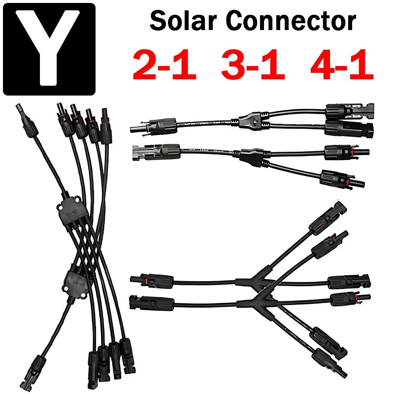 PV Solar Stecker Set mit Y-Typ Verzweigung Männlich und Weiblich Wasserdicht in Schwarz - Bild 3