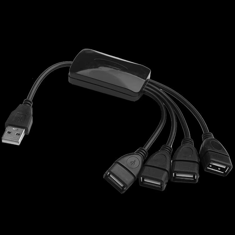 USB 2.0 Verlängerungskabel mit 1 Stecker auf 4 Buchsen als HUB Splitter Datenkabel in Schwarz - Bild 3