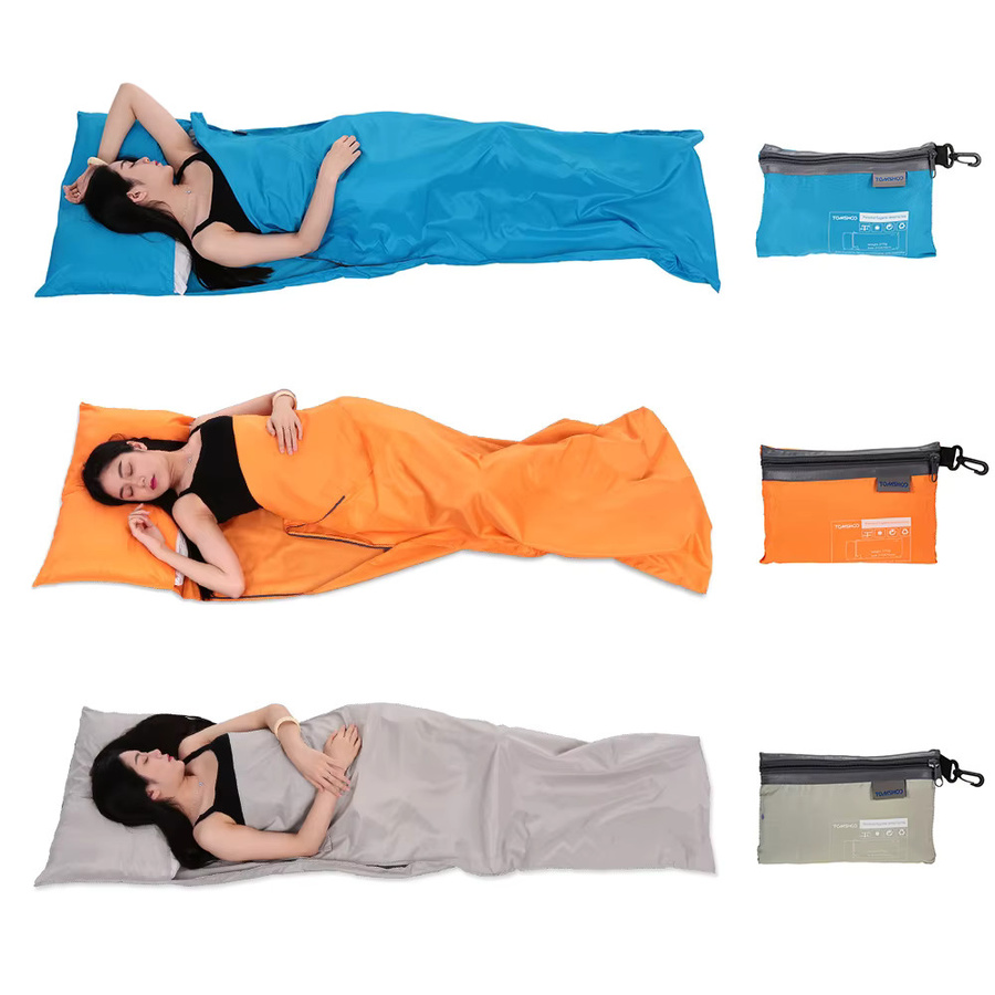 TOMSHOO Schlafsack Liner aus Polyester mit Kissenbezug für Erwachsene, Orange, B: 70 cm, L: 210 cm - Bild 2