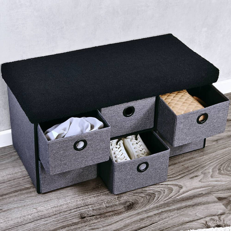 Kesper Sitzbank mit Aufbewahrungsboxen und Schuhregal in Grau, B/H/L: 37,5 x 10 x 77 cm - Bild 2