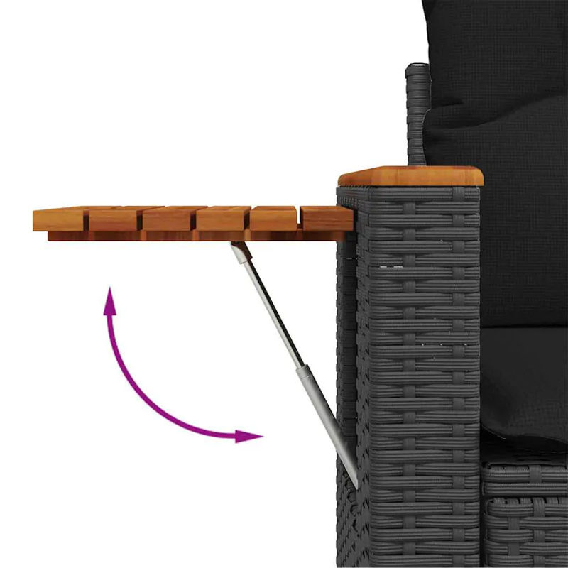 vidaXL 5-tlg Garten-Sofagarnitur aus PE-Rattan und Akazienholz in Schwarz mit Kissen - Bild 4