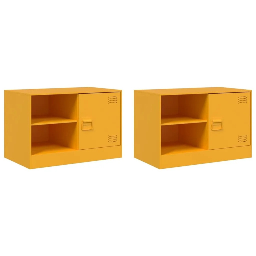 2er-Set vidaXL TV-Schränke aus kaltgewalztem Stahl in Gelb, B: 67 cm, T: 39 cm, H: 44 cm - Bild 2